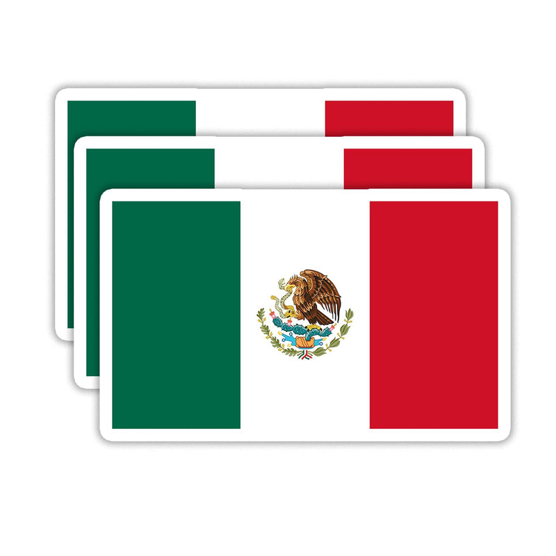 (3PCS) Mexico Flag stickers, Countries Flag Stickers - Waterproof Vinyl Decals For Laptops, Tumblers, Water Bottles, Books, Scrapbooks, Size 3 X 1.8 Inch