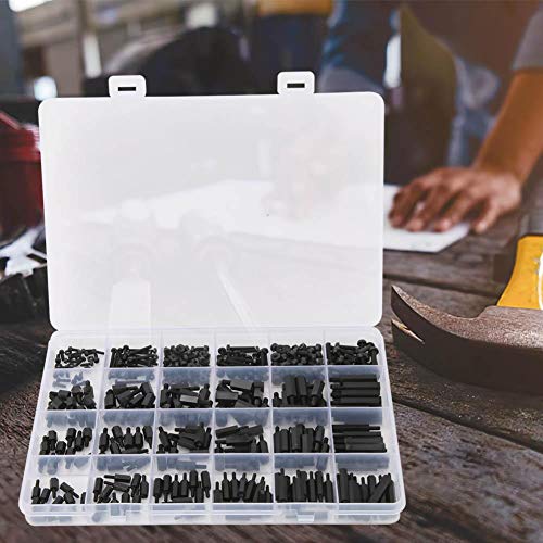 Spacer Screw Nut Assortment Kit, 360Pcs M2/M2.5/M3 Black Nylon Male Female Hex Standoff Spacer Screw Nut Assortment Kit for PCB, Quadcopter Drone, Computer Circuit Board
