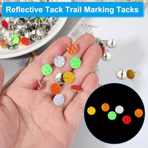PATIKIL Reflective Tack Trail Marking Tacks, Glow Tacks Reflective Thumb Tacks for Hunting Hiking Camping Tree Stand Green Pack of 200