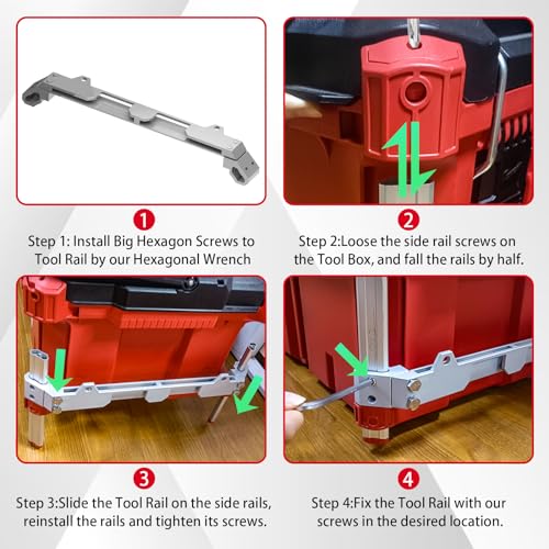 Engineered Tool Rail Mount Compatible for Milwaukee Packout, Use for Various Tools, Packout Holders, Packout Accessories