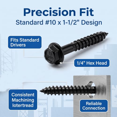 #10 x 1-1/2" Connector Screws Black Joist Hanger Screws Structural Screws