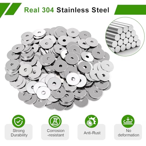 120Pcs (1/4 x 1) Fender Washers,18-8(304) Stainless Steel Flat Washers, Large Repair Metal Washers 1/4" x 1"