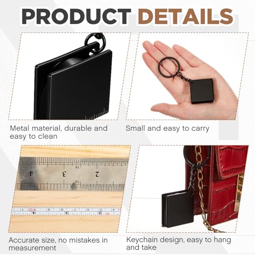 Quelay 4 Pcs Mini Tape Measure Keychain,Small Measuring Tape,Black Black