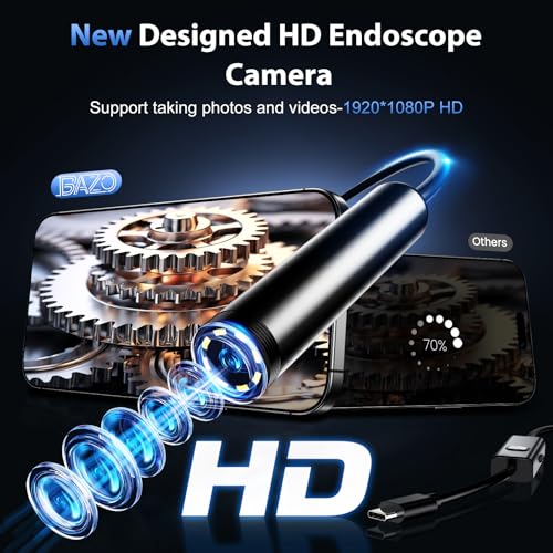 BAZO Endoscope Camera with Light –1920P HD Borescope with 8 Adjustable LEDs 1
