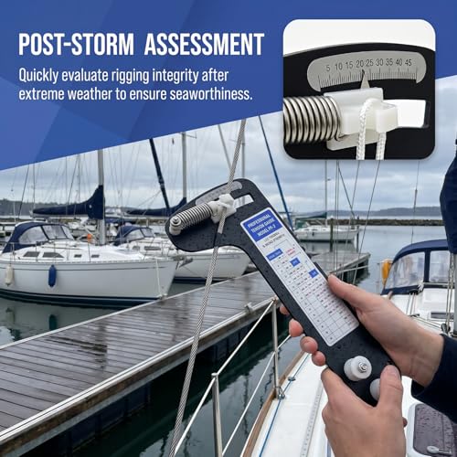 PT-2 Cable Tension Gauge, Hands Free Wire Rope Tool for 3/16", 7/32", 1/4" Cables, 2000 lb Range, ±5% Accuracy, Marine Grade for Optimal Sail Rigging & Fencing 2000lbs