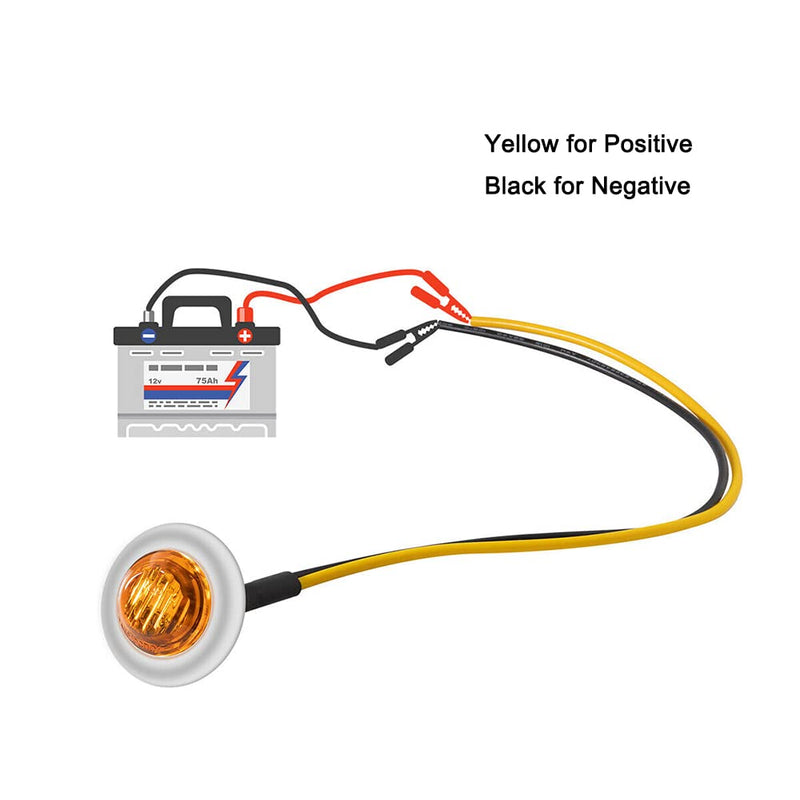 20PCS 3/4" Amber Round LED Side Marker Lights, 12V Trailer Clearance Lights with Chrome Grommets for Trailer Truck Car RV ATV