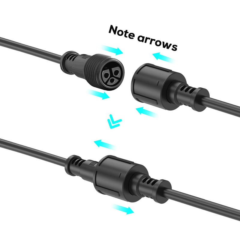 4pcs 6.5FT Extension Cord with 3 Core 3-Pin for SUNTHIN RGBW Outdoor Landscape Spotlights 4 Pack