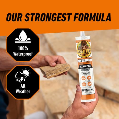 Gorilla Max Strength Construction Adhesive, Clear, 9 oz Cartridge 1 Pack