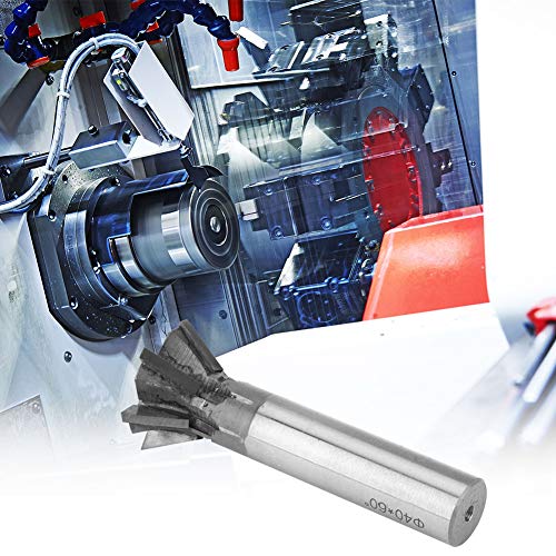 Dovetail Milling Cutter, 60 Degree 6 Flute Slot Cutting Tool for CNC Milling Carbide Straight Shank 40mm Cutting Diameter 20mm Shank 1 Piece