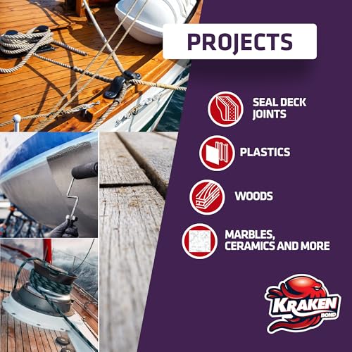 Kraken Bond Black Marine Sealant 5200 - (1x9.8 Fl. Oz) Fast Dry UV Resistant Marine Grade Caulk, Low Odor, Paintable, Waterproof for Boat Maintenance and All Weather Conditions, 1 Pack