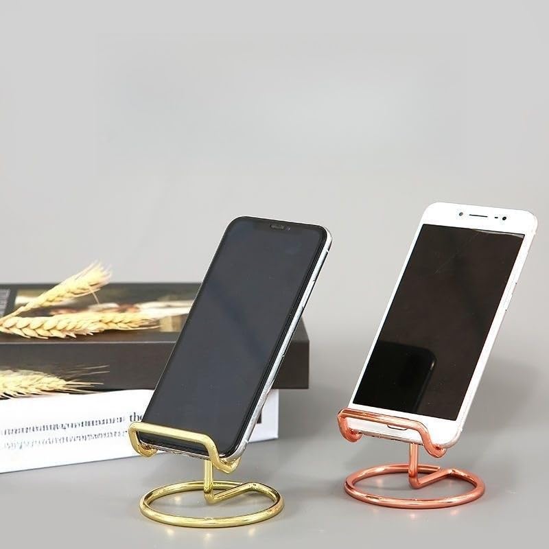 Portable, Adjustable Tablet Stand Base; Metal Reclining Desktop Phone Holder; Ideal for Bedroom Desks (Rose Gold) rose gold