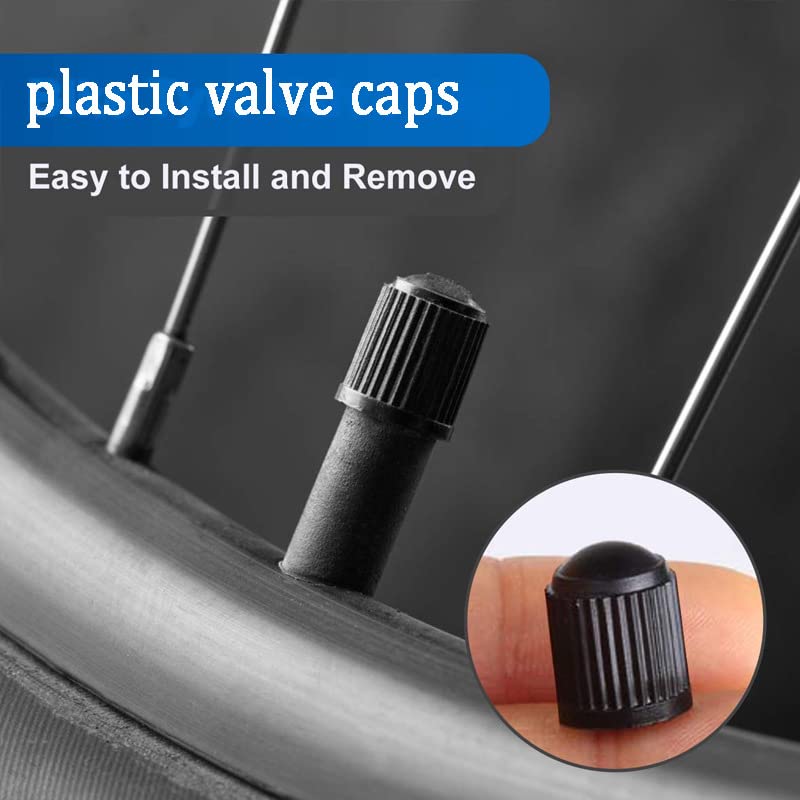 Tire Valve Stem Caps The Upgraded Version has a Sealing Ring for Car, Motorbike, Trucks, Bike, Bicycle （Black） (24) 24 Pack-Black