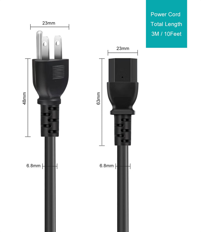 AC Power Cord Compatible with Horizon Fitness Treadmills Ellipticals, Universal 3 Prong Power Cable Replacement 6Ft 6 Feet