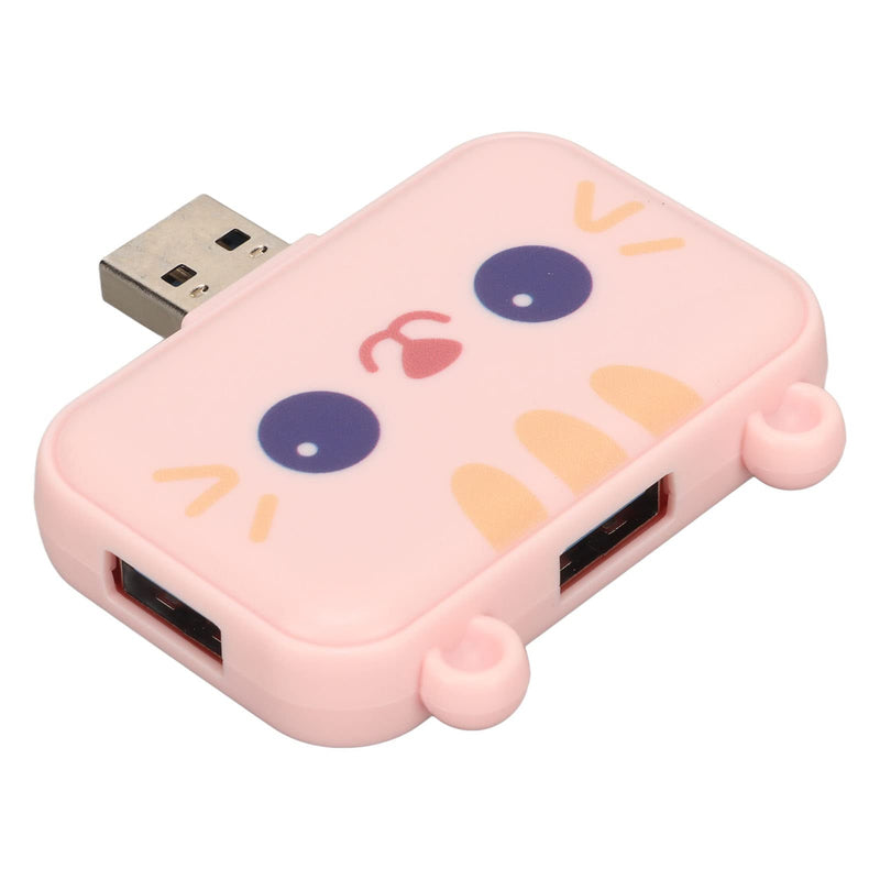 3 in 1 Cute USB Hub, USB A to USB3.0 and USB2.0X 2 Adapter, 5Gbps Multiport USB Docking Station, USB Data Splitter, for Laptop and PC, Girls Student Gift () Pink