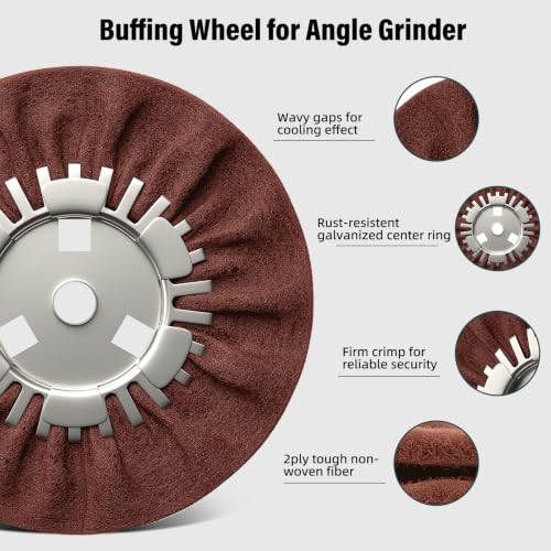 8" Non-Woven Airway Satin Buffing Wheel, 2 PCS Hard Polishing Wheel for Angle Grinder, Ideal for Sanding & Polishing Aluminum, Stainless Steel (5/8" Arbor Hole) 2 Pcs Non-Woven Wheel Wheels