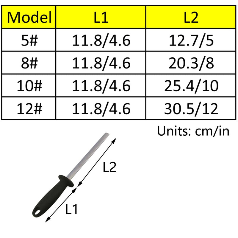 12 Inch Diamond Knife Sharpening Steel Rod, Professional Kitchen Diamond Knife Blade Sharpener Rod Stick, Knife Honer Steel for Honing Knife Blades, Chef Knives and Shears 12#