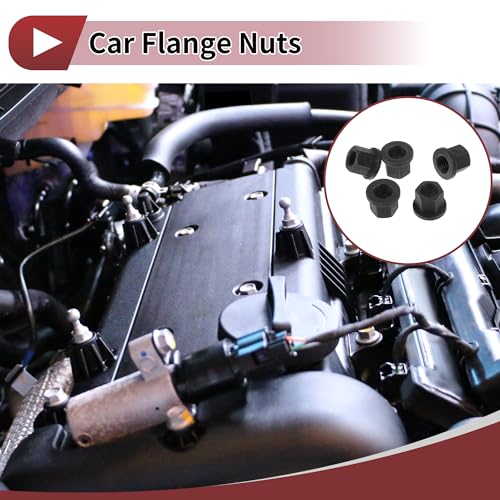 5 Pcs M20 Car Flange Nuts Carbon Steel Flat Hex Thickened Lock Flange Nuts Non-Slip Lock Flange Black for Car Motorcycle