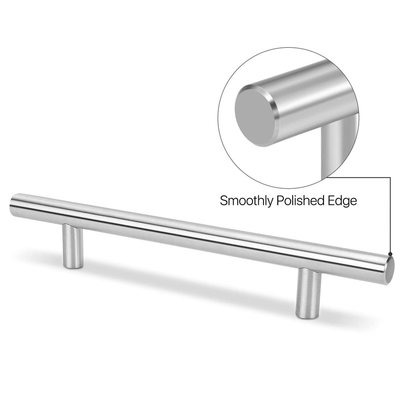 Flexzion 5 Pack Kitchen Cabinet Handles Silver Drawer Pulls 24 inch, 15 inch Hole Center, Stainless Steel T Bar with Satin Brushed Nickel, Hardware for Kitchen Cupboard Door Bathroom Furniture