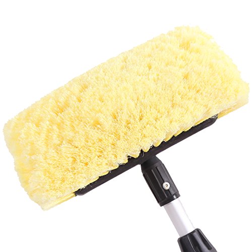 CARCAREZ 10" Car Wash Brush Head with Soft Bristle for Auto RV Truck Boat Camper Exterior Washing Cleaning, Yellow