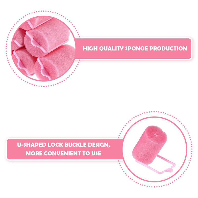 16 Pcs Foam Sponge Hair Rollers, Large Pink Soft Curlers for Women & Girls, Flexible Sleeping Curlers, DIY Hair Styling Tools, 30mm Size