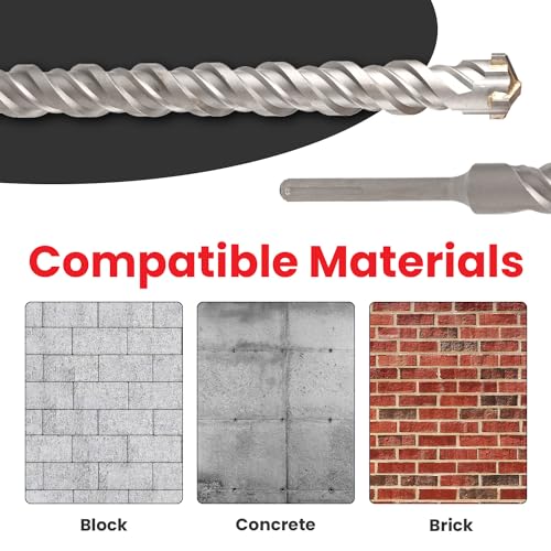 5/8 in X 24 in SDS MAX Bits, Rotary Hammer, Carbide, Masonry Drill Bits for Concrete, Stone and Brick, SDS MAX Hammer Double Flute, Concrete Drill Bit 5/8 in 24 inch long