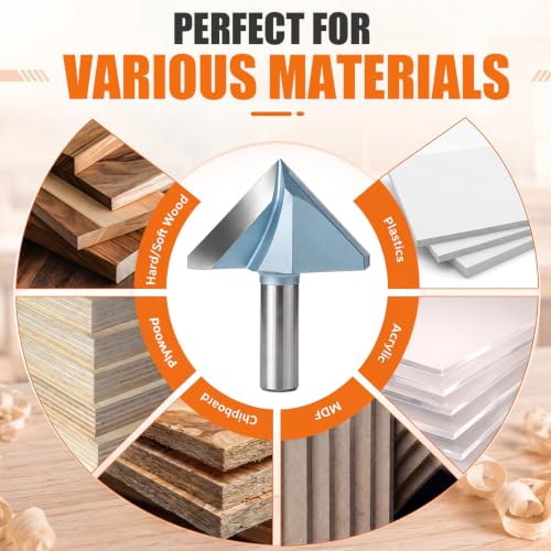 2-3/8" Dia V Groove Router Bit, 90 Degree, 1/2" Shank for Wood Signs