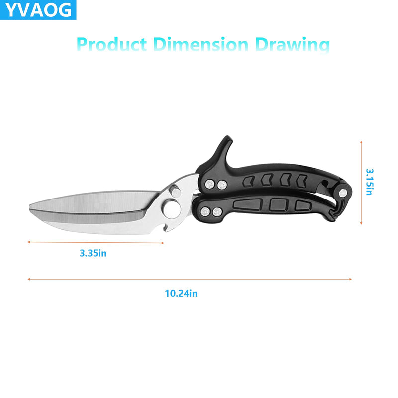 Kitchen Scissors/Shears,Multi-purpose Super Sharp Heavy Duty Poultry Scissors,for Poultry, Fish, Meat, Vegetables, a Good Partner in the Kitchen (Black) Black