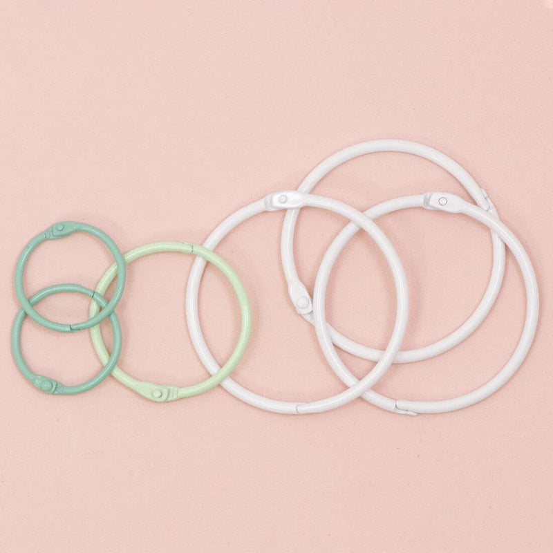 Craftelier - Set of 6 Metal Binding Rings for Scrapbooking, Card Making and Other Craft Projects | Rings for Photo Albums, Notebooks or Diaries | Size Ø 60 mm - Baby Pink Colour