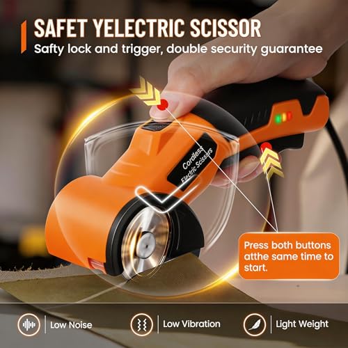 Electric Scissors, Cardboard Cutter, With LED Light, High-Efficiency Brushless Motor, 2000mAh Battery, Tungsten Steel Blade, Suitable for Cloth, Cardboard, Carpet Wire Rope Cutters Orange