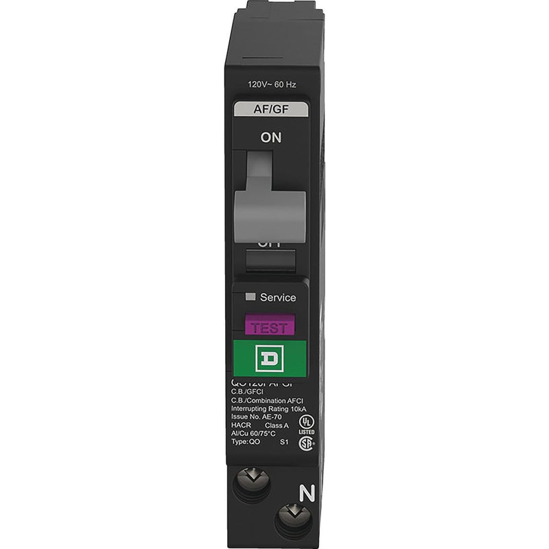 Square D QO 15 amps Arc Fault/Ground Fault Single Pole Circuit Breaker