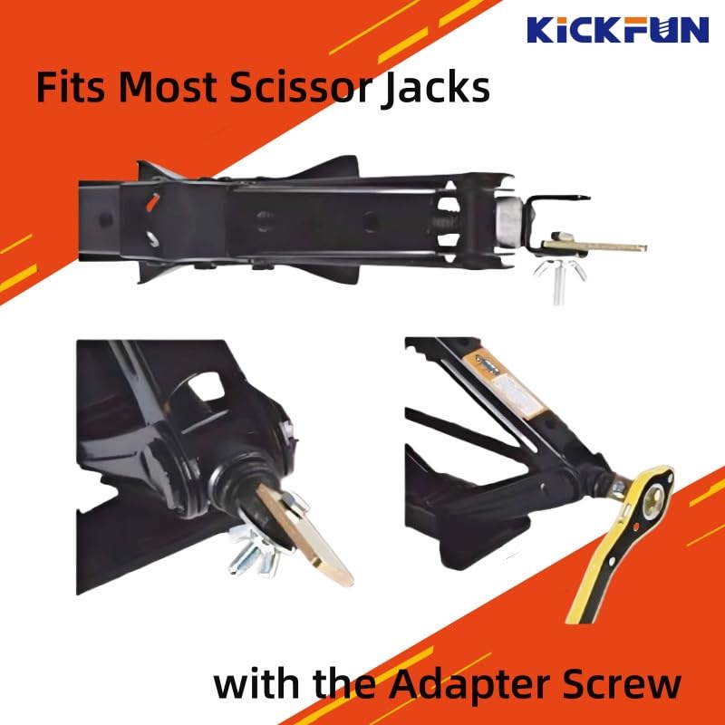 Auto Labor-Saving Jack Ratchet Wrench for Car Scissor Jack, 360°Swivel Tire Wheel Jack Lift Speed Handle Repaire Tool for Car/Vans/Travel/SUVs,Cross Head with Conver