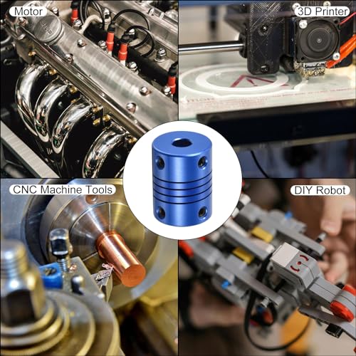 uxcell 5Pcs 5mm to 12mm Aluminum Alloy Shaft Coupling L30xD25 Flexible Coupler with Screws Beam for 3D Printer CNC Machine DIY Encoders and Motors Shaft,Blue 5