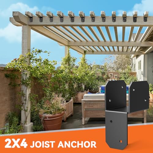 4Pcs 2x4 Joist Anchor Connector - Heavy Duty Steel Post Cap Tie Brakcet, 15 Gauge Carbon Steel, Post to Beam Connector Fits 2x4 Lumber(Actual Size 1.5"x3.5") 4 pcs