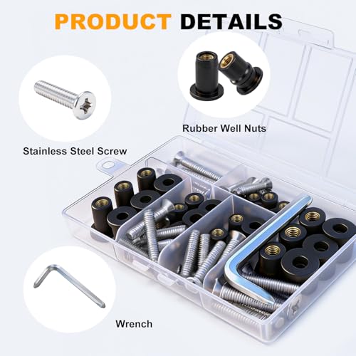 30Pairs Rubber Well Nuts M4 M5 M6 with Brass Insert for Kayak