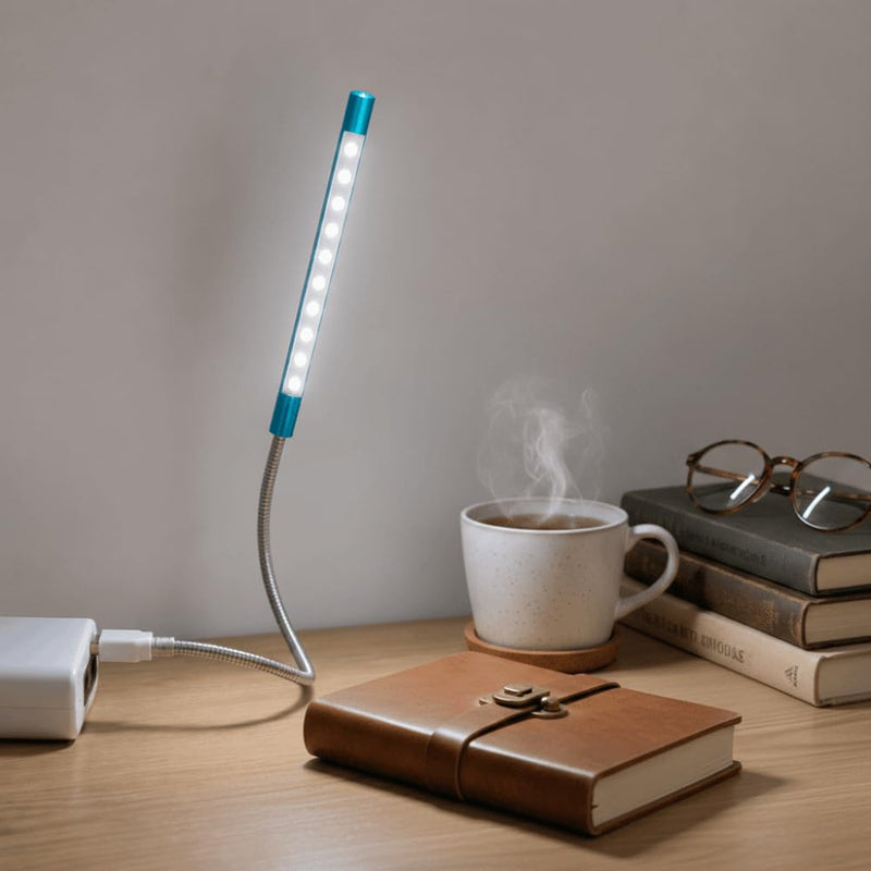 USB LED Reading Light, 5V 1W Laptop Keyboard Lamp for PC, Computer, Power Bank, Portable Gooseneck Night Light for Study, Work, Travel, Dorm(Blue) Blue