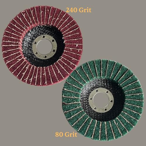 10Pcs 120 & 240 Grit Scour Flap Disc 4 1/2 Inch Coarse Polishing Grinding Wheel for Metal Stainless Steel Angle Grinder Scouring Pads Scuff Sanding Discs Paint Rust Remover Red Green Mixed Pack 10Pcs