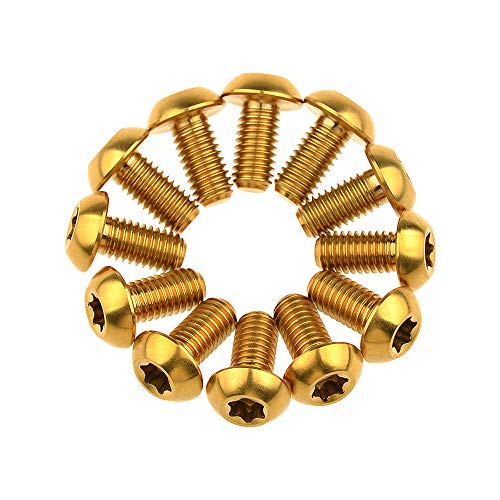 12Pcs Titanium Bolts Torx M5x10 Bicycle Bike Disc Brake (Gold) Gold