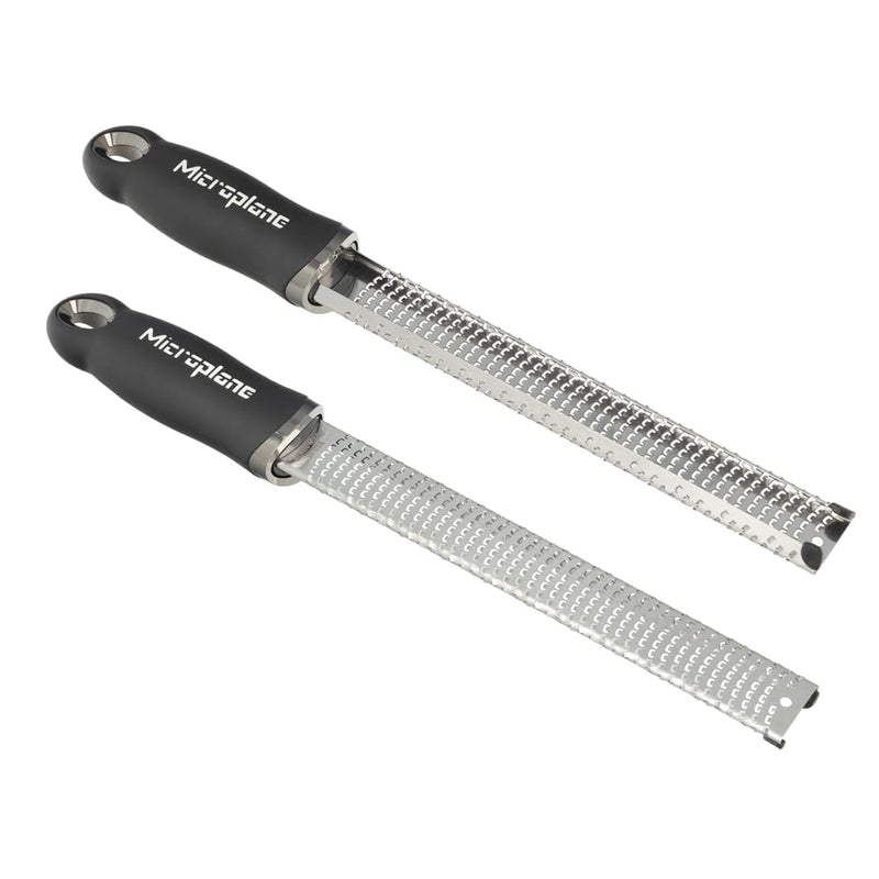 Microplane Premium Classic Series Zester 18/8, Black - Lemon Zester & Cheese Grater & Vegetable Grater - Citrus, Parmesan Cheese, Garlic, Ginger, Nutmeg, Chocolate - Stainless Steel Grater