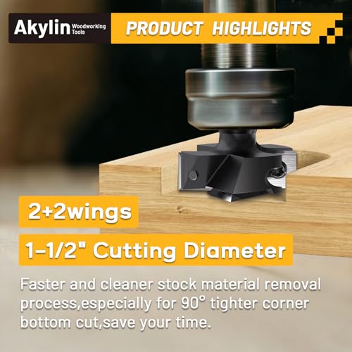Slab Flattening Router Bit 1-1/2" Dia.1/2" Shank,2+2 Wings 1-1/2" Dia,2+2 Wings,1/2"SHK
