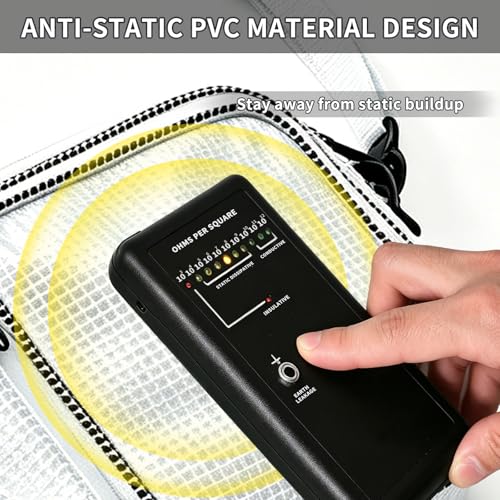 Anti-Static Tool Bag 3 Pockets - 10.6 Inch Transparent PVC Cleanroom Engineer Bag for Work Travel and Daily Use White 1