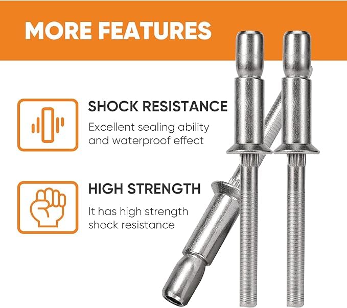 ALLCLEAN 1/4" x 5/8" Industrial-Grade Internal Lock Dome Head Structural Rivets Pop Rivets – Robust Connections Designed for Heavy-Duty Projects - 30 Pack (1/4"×5/8") 1/4"×5/8"