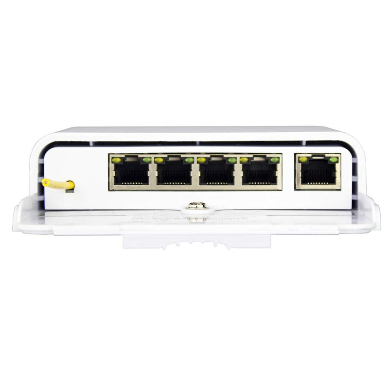 Outdoor 5 Port PoE Switch/Extender/Booster, 60W 48V 10/100/1000M POE Passthrough Switch Outdoor Ethernet Extender，PoE Repeater,6KV Lightning Protection, IEEE 802.3af/at/bt, by CENTROPOWER