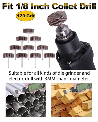 Rocaris 120 Grit 1/4" Abrasive Flap Wheel Sander Set, 30 Pack