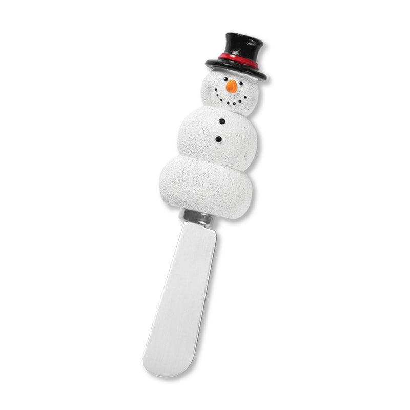 Wine Things Snowmen Cheese Spreaders, Hand-Painted Resin Handles with Stainless Steel Blades for Spreading Cream Cheese, Butter, and Jam, Assorted Designs, Set of 4