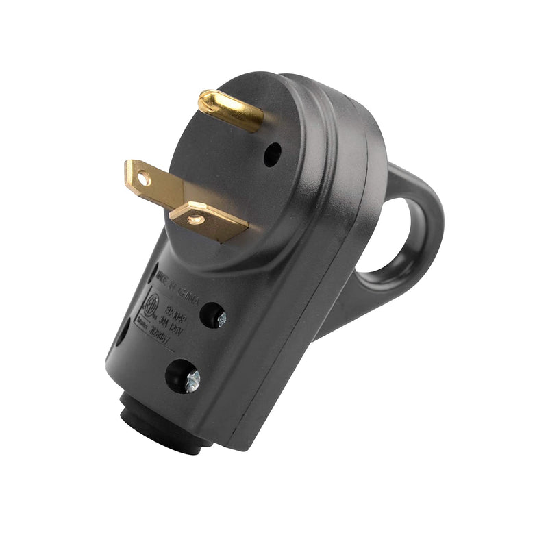 Veepeak 30 Amp RV Plug Male Replacement TT-30P Heavy Duty 125V 30A Rated 3 Prong Electrical Power Connector Extension Cord End with Easy to Grip Handle 30M
