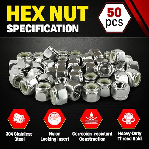 Stainless 3/8-24 Nylon Insert Lock Nuts, SAE Fine Thread 3/8-24 Nylock