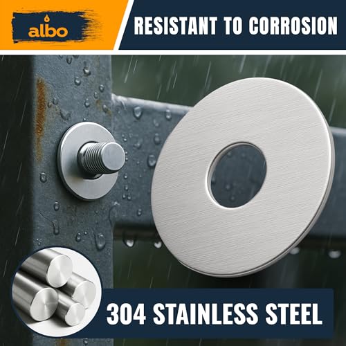 ALBO 100 Pcs 5/16" x 1-1/4" 304 Stainless Steel Fender Flat Washers 5/16" x 1-1/4" - 100pcs