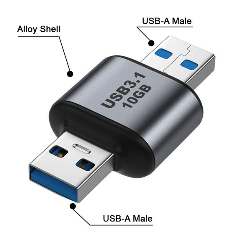 JSER USB 3.0/3.1 Type A Male Host to USB 3.0/3.1 A Male Device Data Adapter 10Gbps Extension Compatible with Laptop Desktop AM-AM