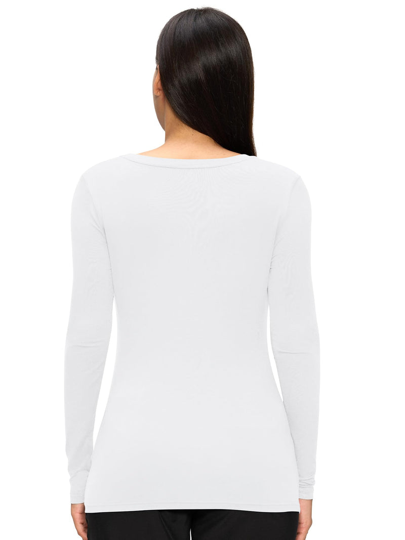 floralhue 3 Pack Underscrub Long Sleeve Women, Scrub Undershirts Crew Neck Comfort Tee with Ultra Soft Fabric Medium White