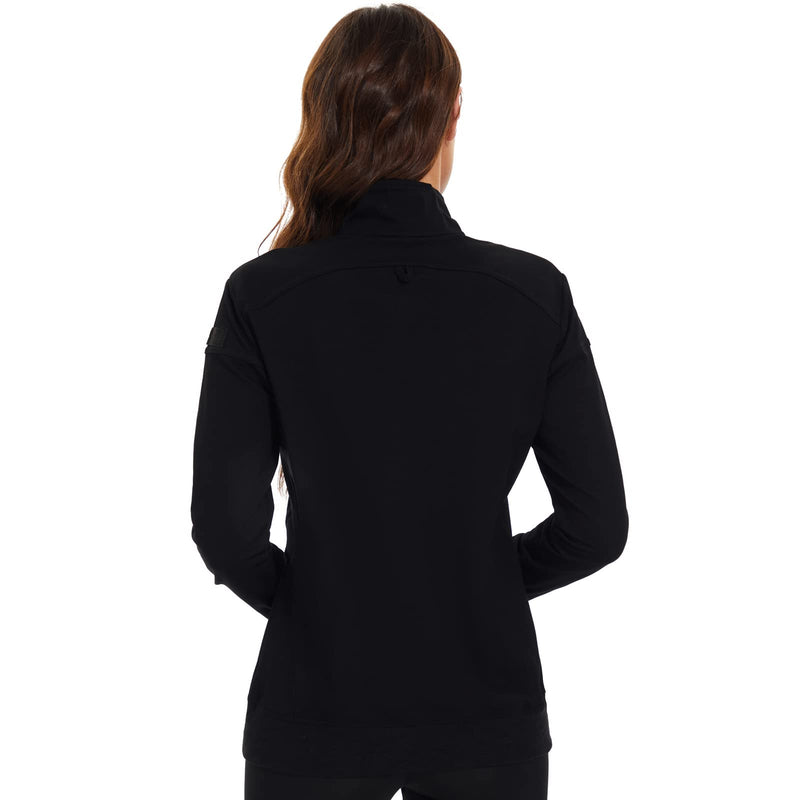 Meanzoo Women's Scrubs Jacket Zip Front Warm-up Jacket Black Medium